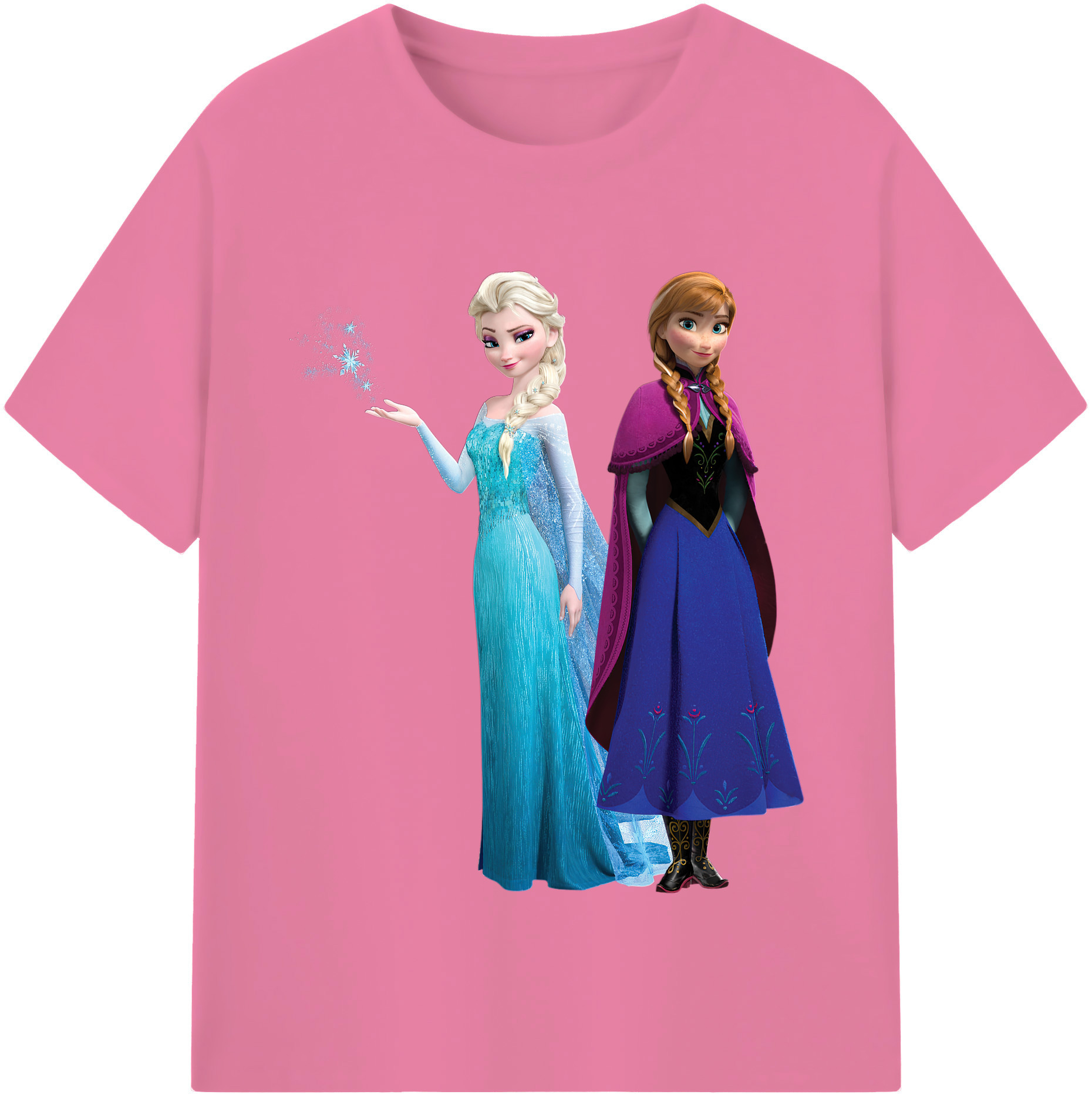 （画像用） アナと雪の女王 アンナ エルサ Frozen Anna Elsa 綿100％半袖Tシャツ（フロントプリント）